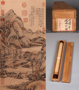 THE CHINESE PAINTING OF LANDSCAPE, MARKED BY NI ZAN: THE CHINESE PAINTING OF LANDSCAPE, MARKED BY NI ZAN. 63Ã—32cm. Plum Blossom Cottage Old Collection