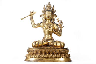 A Gilt-Bronze Statue Of Manjushri