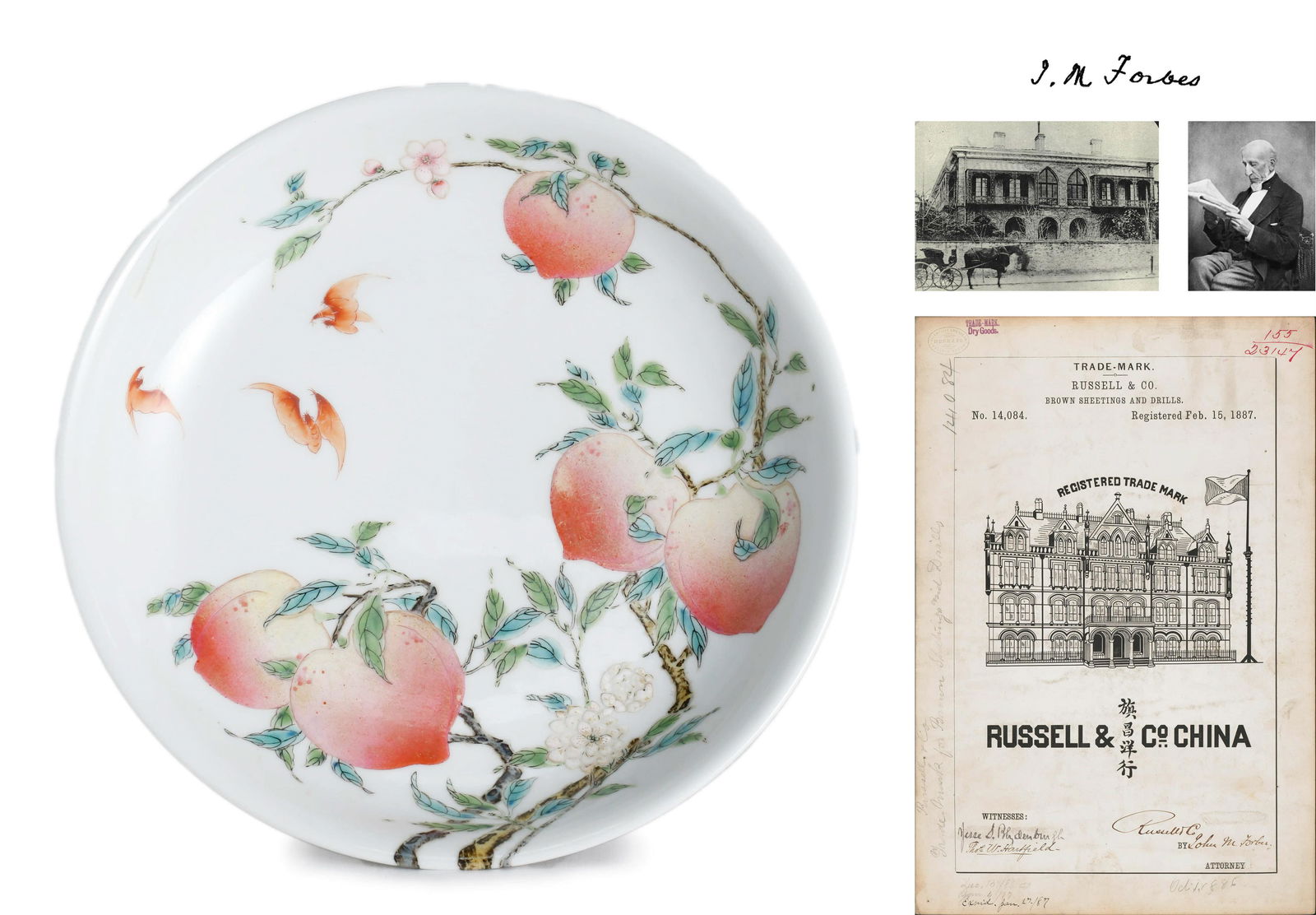Famille Rose Bat and Peach Dish (1 of 7)
