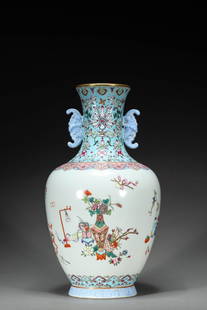 A Daoguang Mark Famille Rose Antique Vase: A Daoguang Mark Famille Rose Antique Vase Height:30.5cm, Width:16cm PROVENANCE: Acquired from an Italian private collection, Turin.