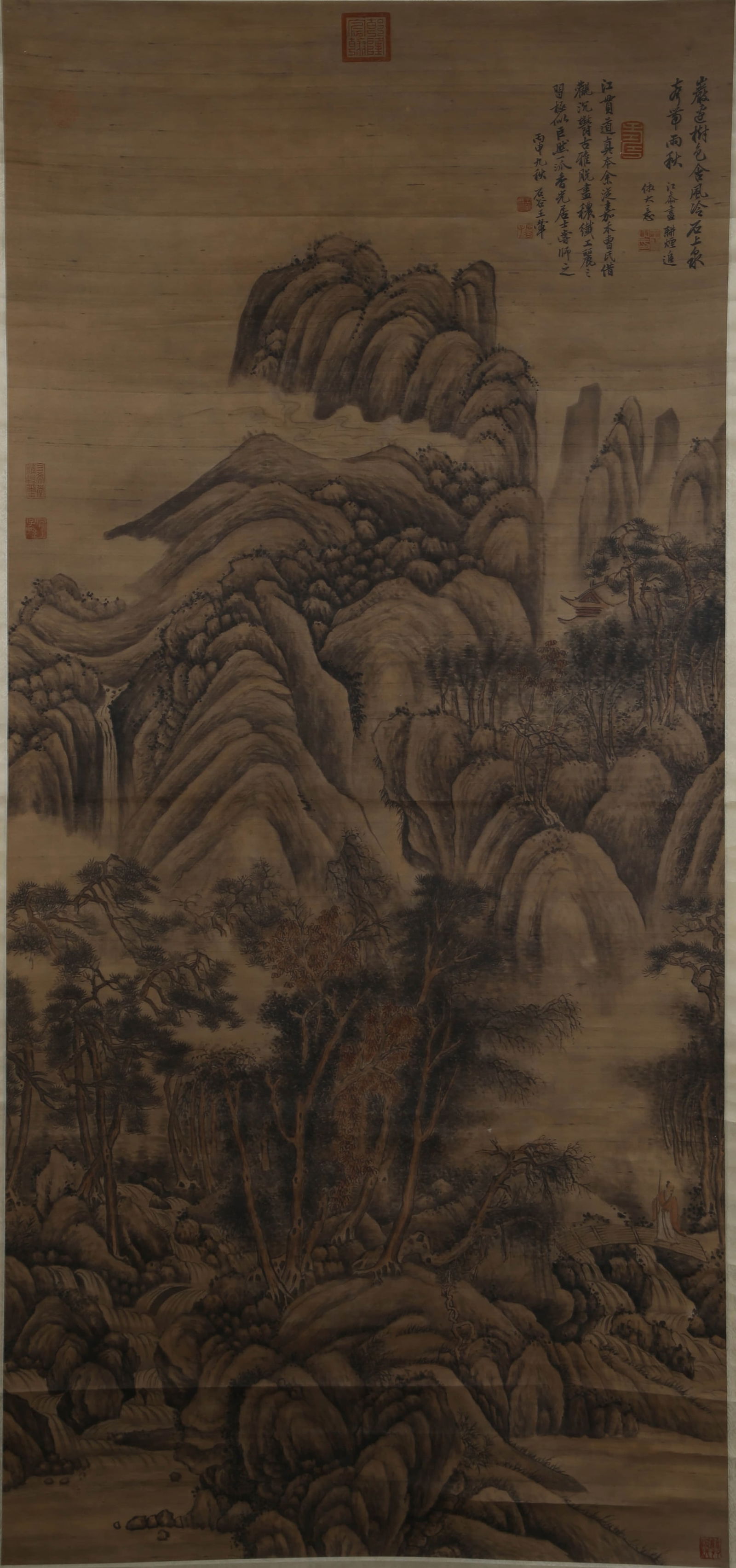 A CHINESE LANDSCAPE PAINTING, INK AND COLOR ON PAPER, HANGING SCROLL, WANG HUI MARK: A CHINESE LANDSCAPE PAINTING, INK AND COLOR ON PAPER, HANGING SCROLL, WANG HUI MARK 82x178cm, For more information on and additional videos for this lot, please contact chinaartsinc@gmail.comAny condi