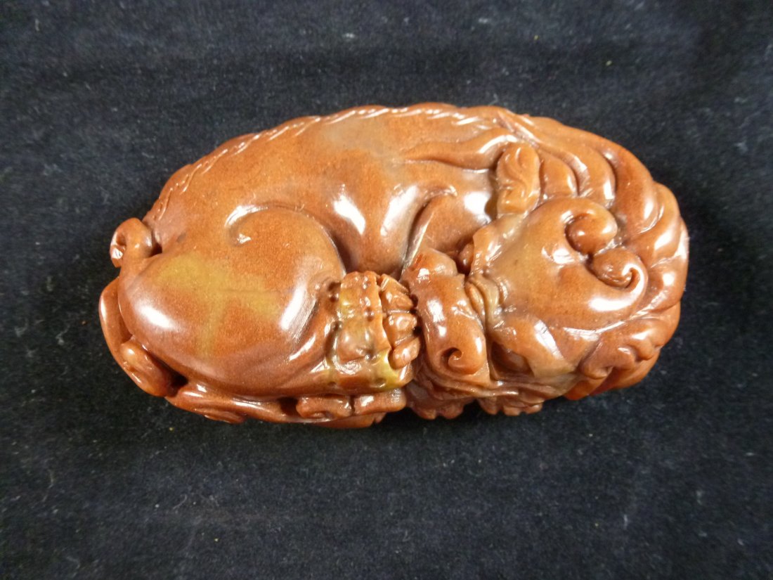 Soapstone: Tri-colored soapstone figure 3 1/4" Length