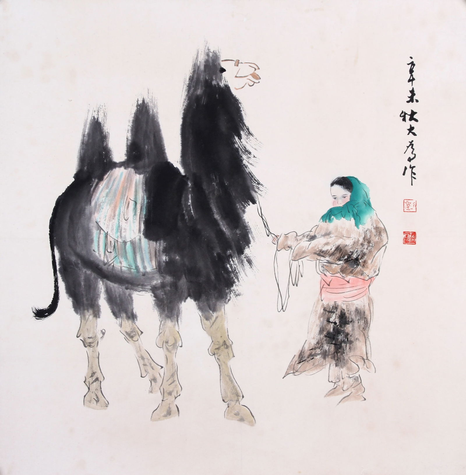 LIU DAWEI, ATTRIBUTED TO, AUTUMN HERDING: LIU DAWEI, ATTRIBUTED TO, AUTUMN HERDING. Mounted and unframed, ink on paper. 69×70cm