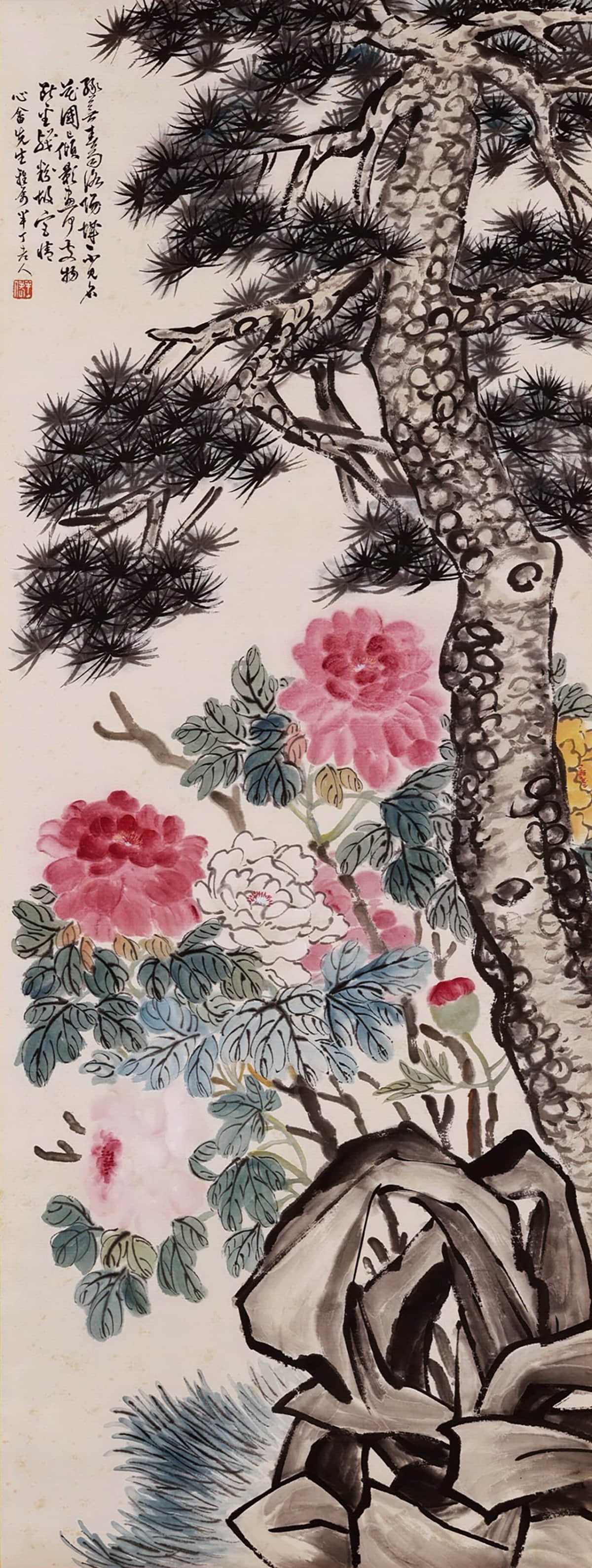 Attributed to Chen Banding , Chinese Painting Paper Hanging Scroll: Attributed to Chen Banding , Chinese Painting Paper Hanging Scroll, Size:Length:137cm, Width:51cm,