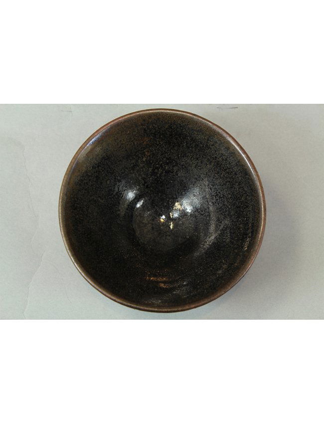 Song Dynasty Ji-Zhou Glazed Bowl: Song Dynasty Ji-Zhou glazed bowl, the interior and exterior surfaces glazed in speckled shades of black, charcoal. Length 4.5" Height 2"