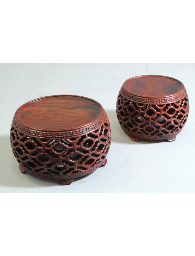 Chinese HuangHuaLi Wood Carved Display Stand: Chinese HuangHuaLi Wood Carved Display Stand. Height 2.8"