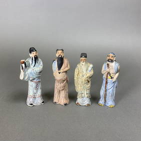 LOT OF 4, A GROUP OF FOUR FAMILLE ROSE PORCELAIN FIGURES (1 of 5)