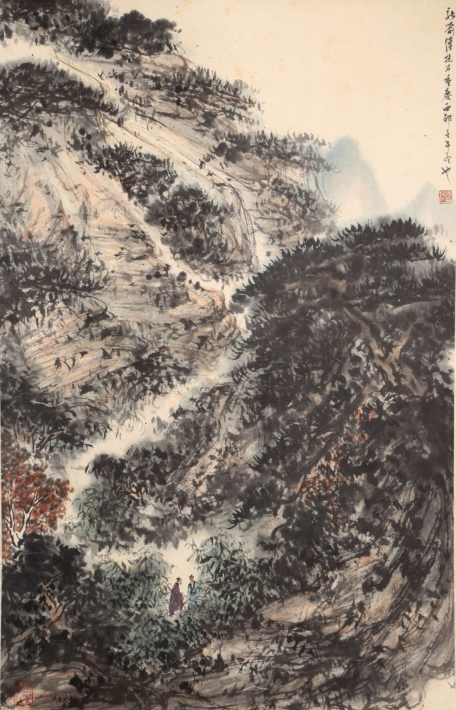 FU BAOSHI (1904-1965), ATTRIBUTED TO, LANDSCAPE: FU BAOSHI (1904-1965), ATTRIBUTED TO, LANDSCAPE Dimensions: Length: 88 cm (34.65 in.), Width: 56 cm (22.05 in.). All measurements are approximate.