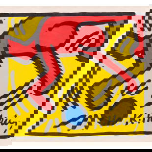 Keith Haring (American, 1958-1990), Untitled, With Certificate of Authenticity: Keith Haring (American, 1958-1990), Untitled, colors and inks on paper. One of the most astonishingly unique talents of his generation, Keith Haring imbued the present work with fascinating combinatio