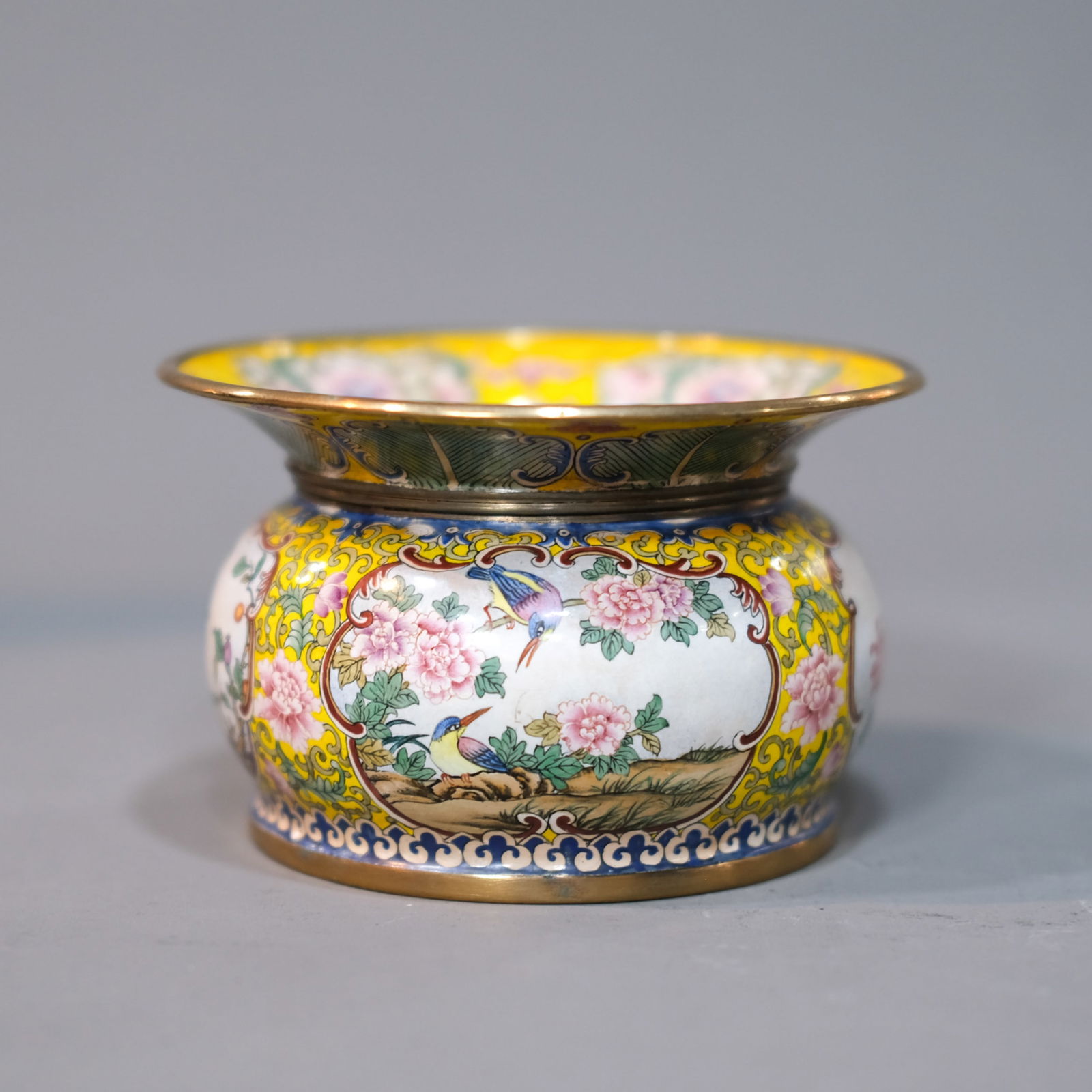 PAINTED ENAMEL FLOWER AND BIRD ZHADOU VESSEL (1 of 5)