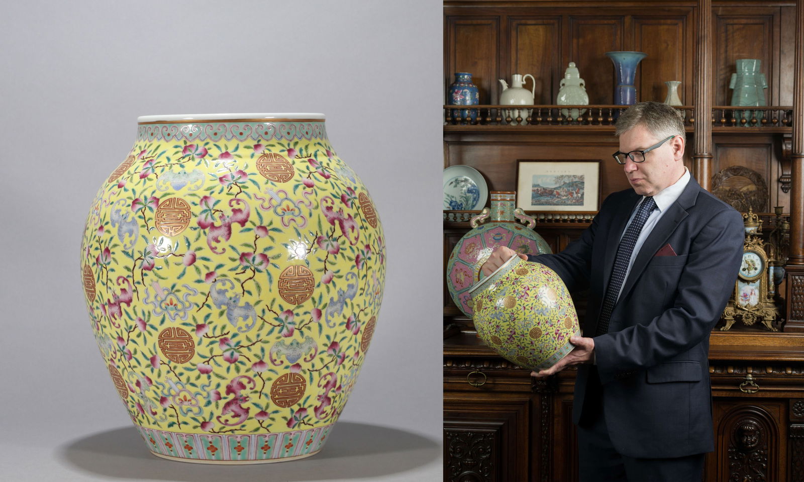 A YELLOW-GROUND FAMILLE-ROSE JAR (1 of 9)