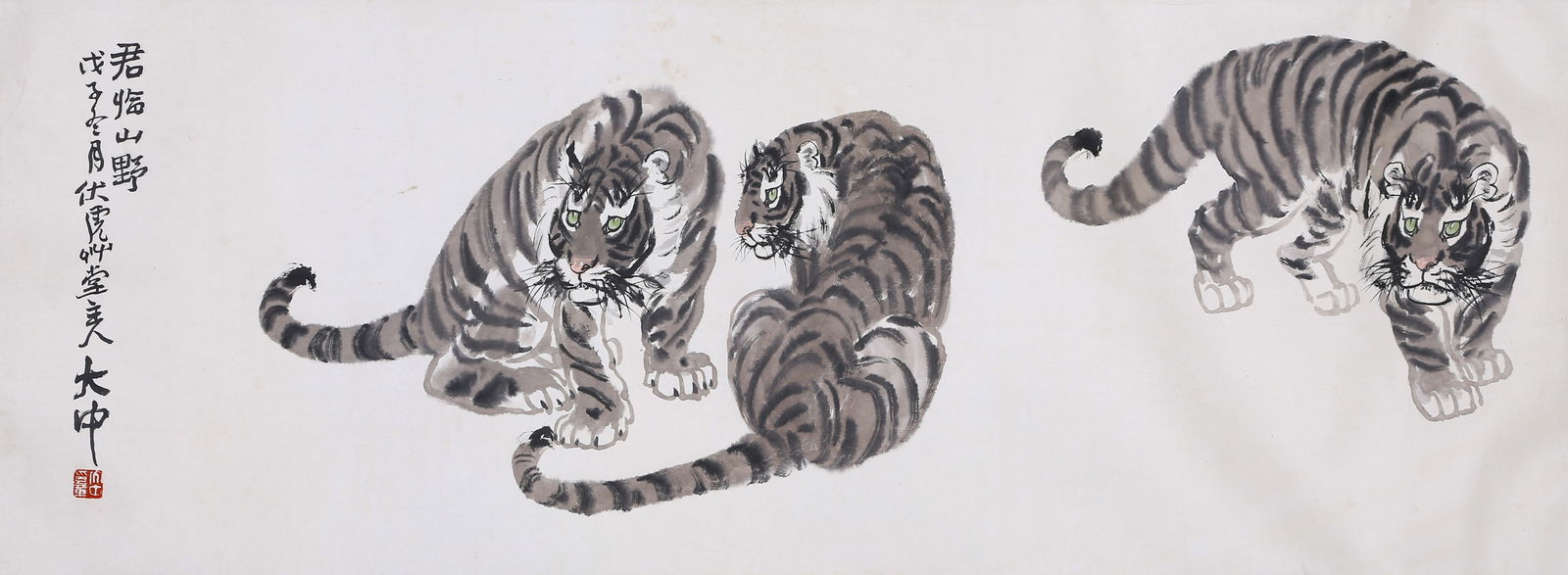 ATTRIBUTED TO FENG DAZHONG, TIGER, MOUNTED FOR FRAMING (1 of 7)