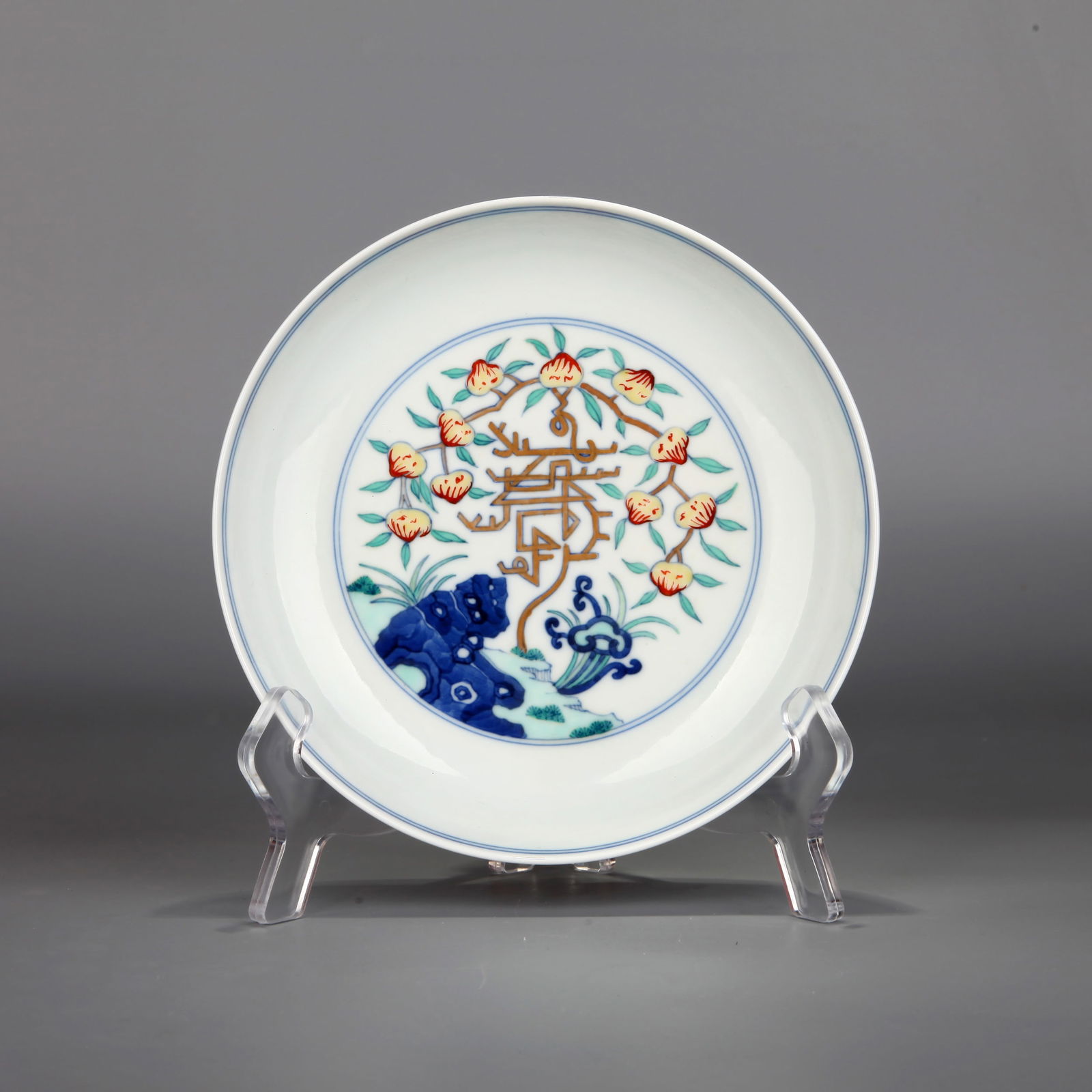 A DOUCAI 'LONGEVITY' DISH (1 of 10)