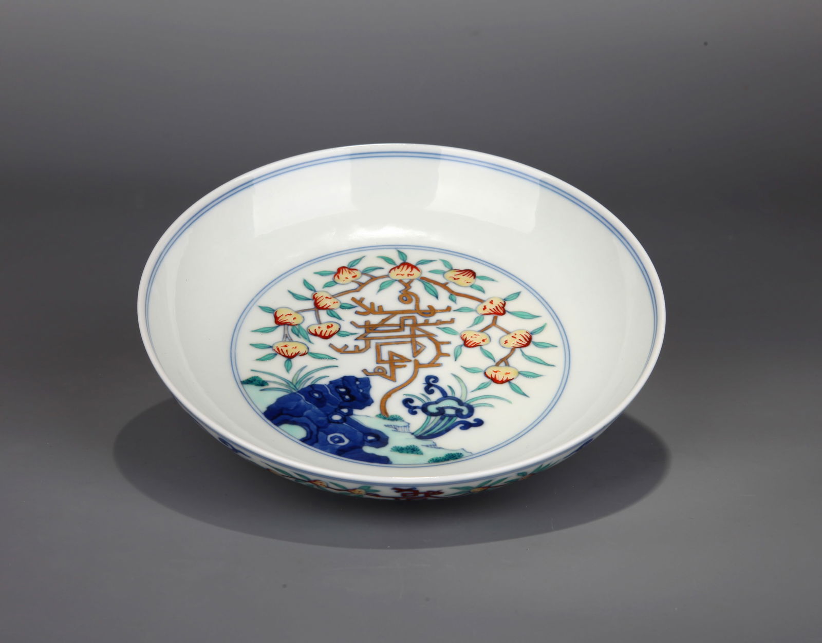 A DOUCAI 'LONGEVITY' DISH - 7