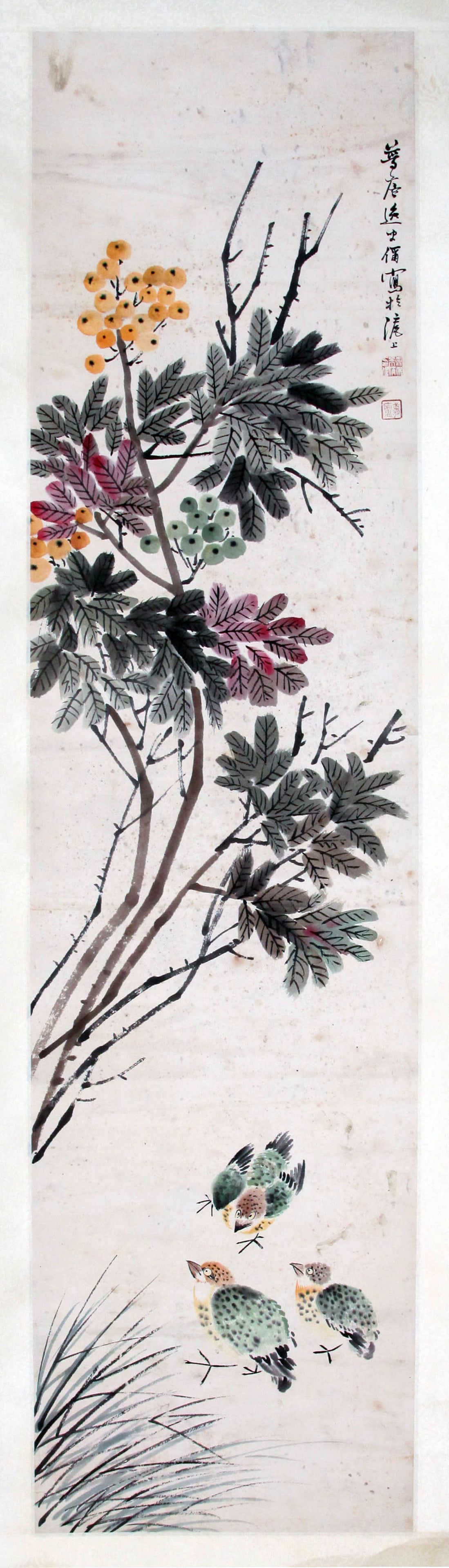 ATTRIBUTED TO ZHU MENGLU, FLOWERS, MOUNTED FOR FRAMING (1 of 4)