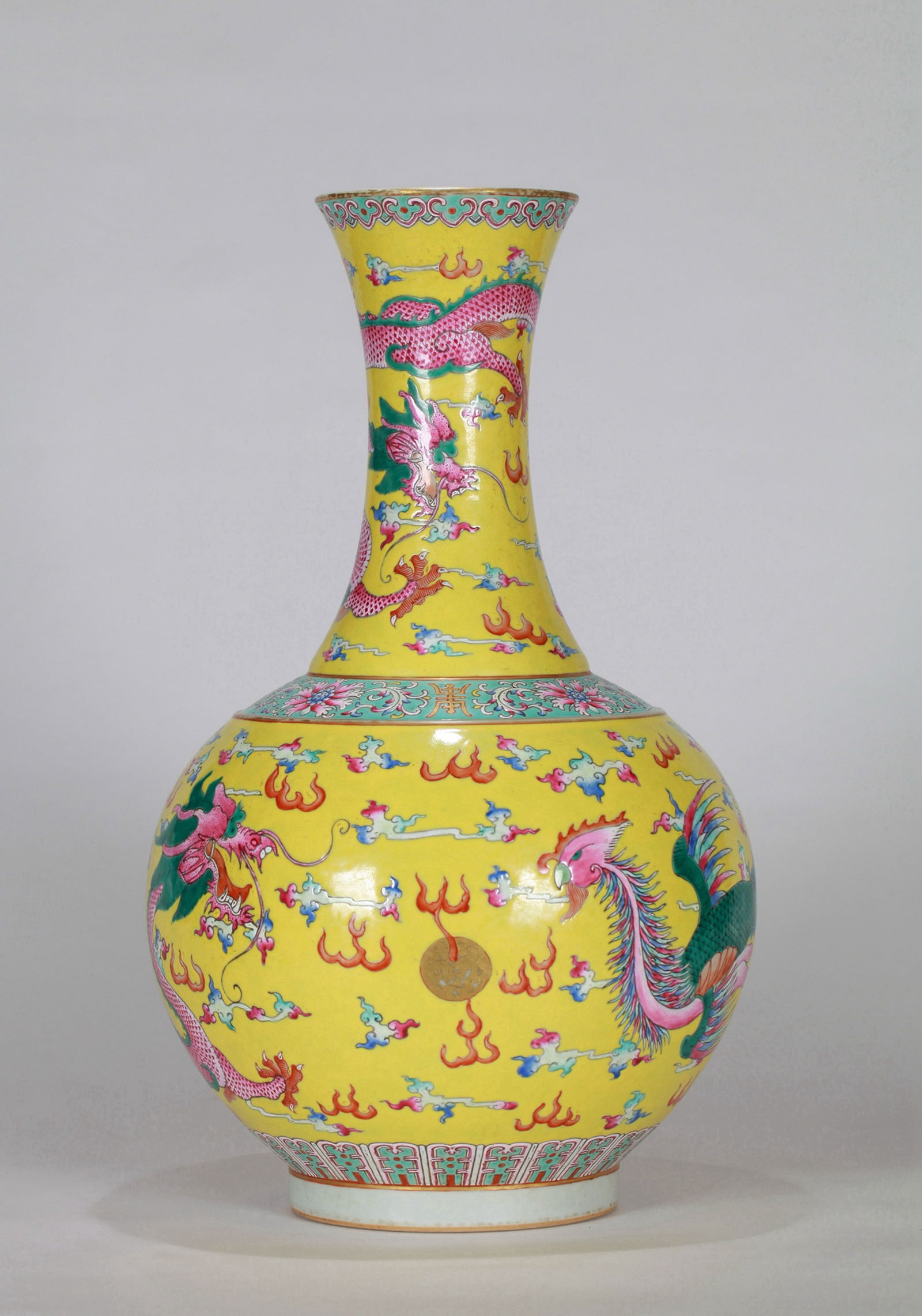 A YELLOW-GROUND FAMILLE-ROSE VASE (1 of 11)