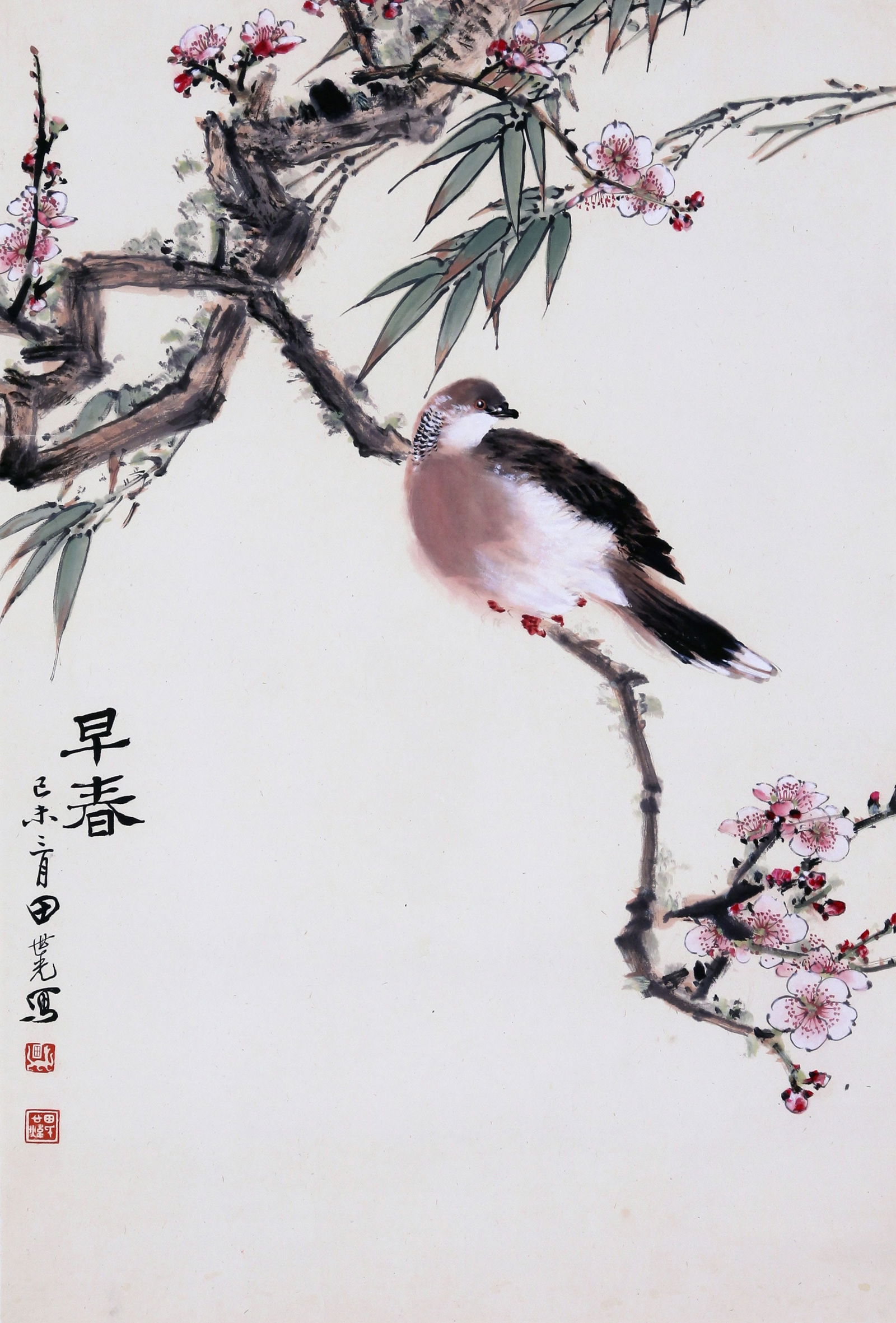 ATTRIBUTED TO TIAN SHIGUANG, EARLY SPRING, MOUNTED FOR FRAMING (1 of 5)