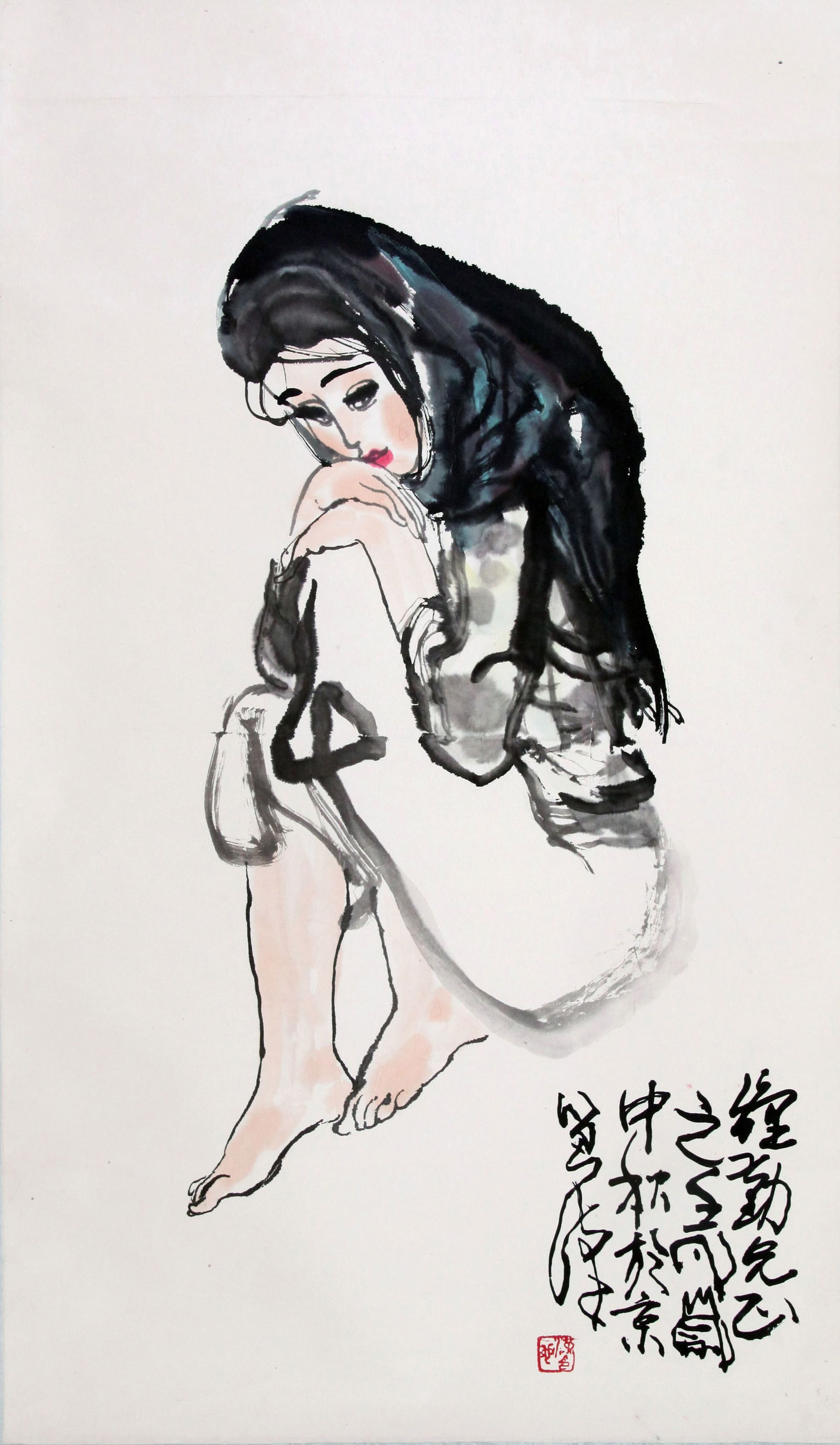 ATTRIBUTED TO LIU HAN, GIRL, HANGING SCROLL (1 of 4)