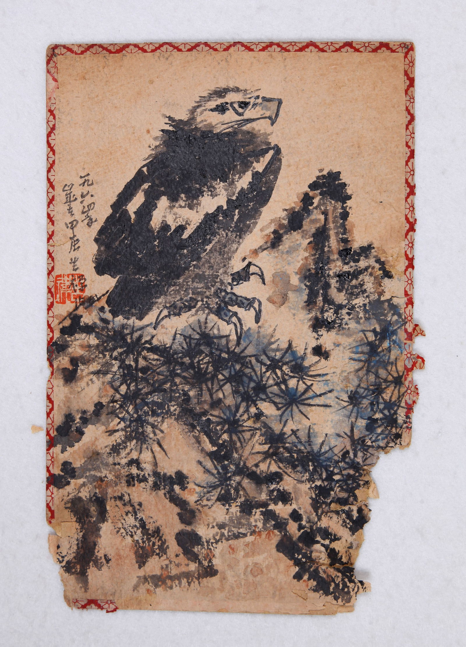 ATTRIBUTED TO LI KUCHAN, PINE AND EAGLE, CARDBOARD (1 of 7)