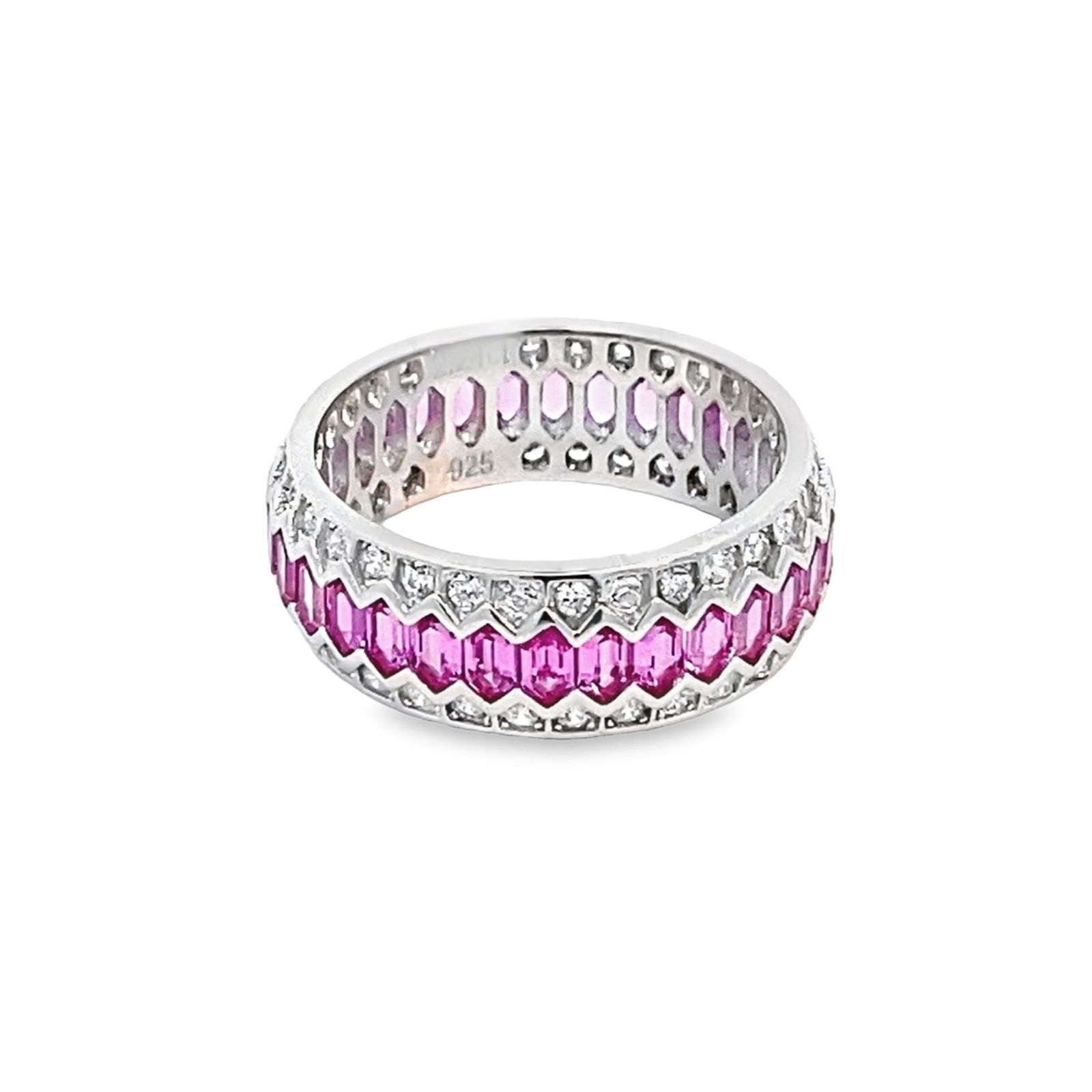 Lab Ruby and Diamond Band Ring - 4
