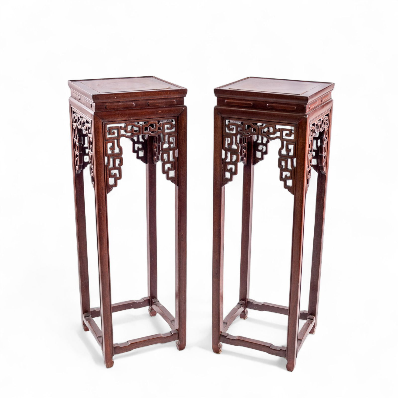 Pair of Chinese Rosewood and Burlwood Stands, 19th Century (1 of 13)