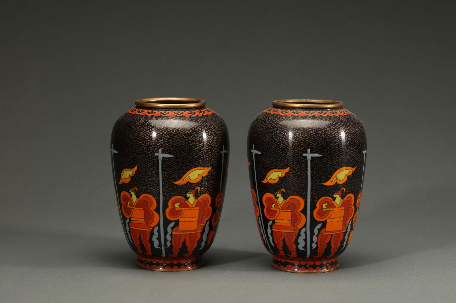 PAIR OF CLOISONNE ENAMEL JARS (1 of 4)