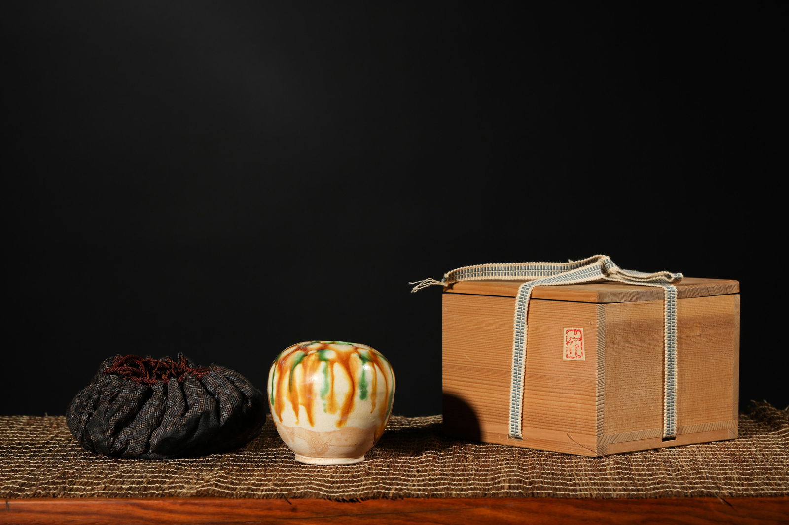 SANCAI GLAZE WATER COUPE: Sancai glaze water coupe. Dimensions: Height: 7.2 cm, Width: 8.4 cm.