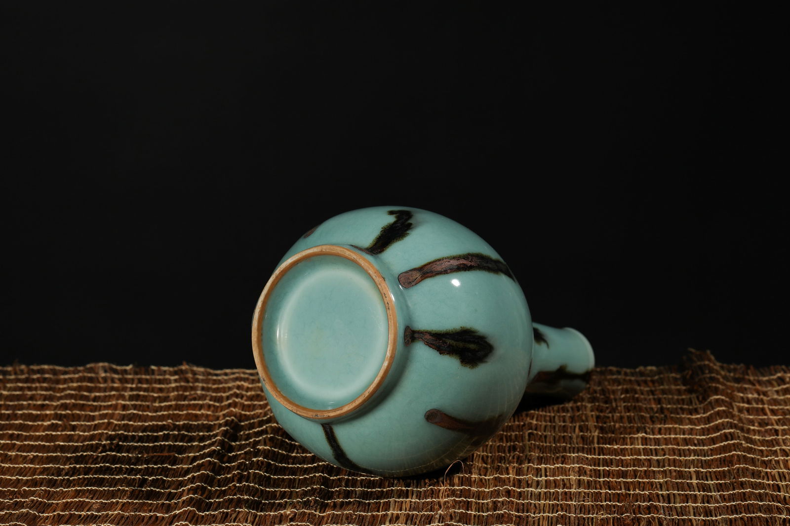 CELADON GLAZE SPLASHED BOTTLE VASE - 3