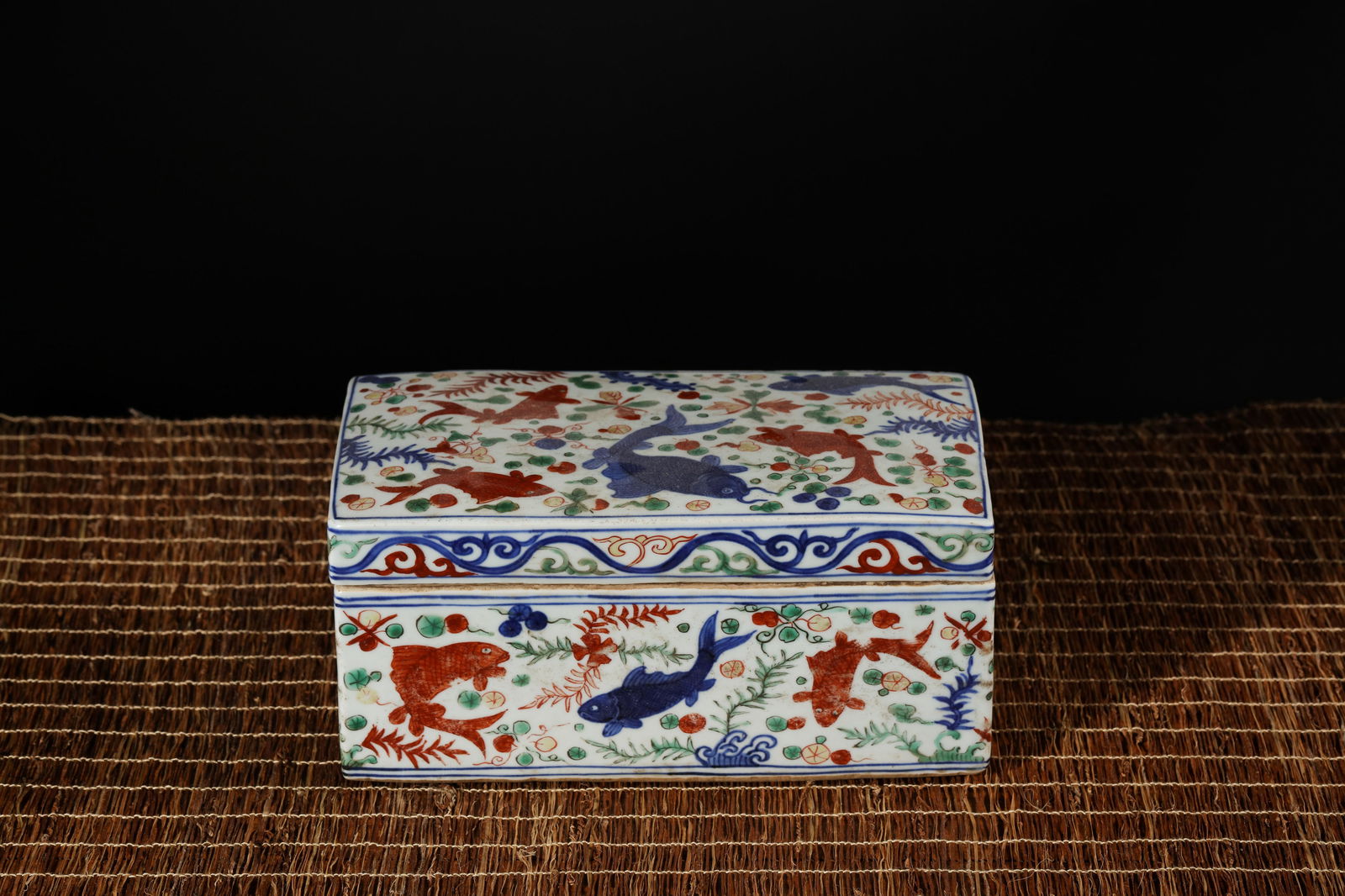 WUCAI GLAZE CARP RECTANGULAR BOX AND COVER - 4