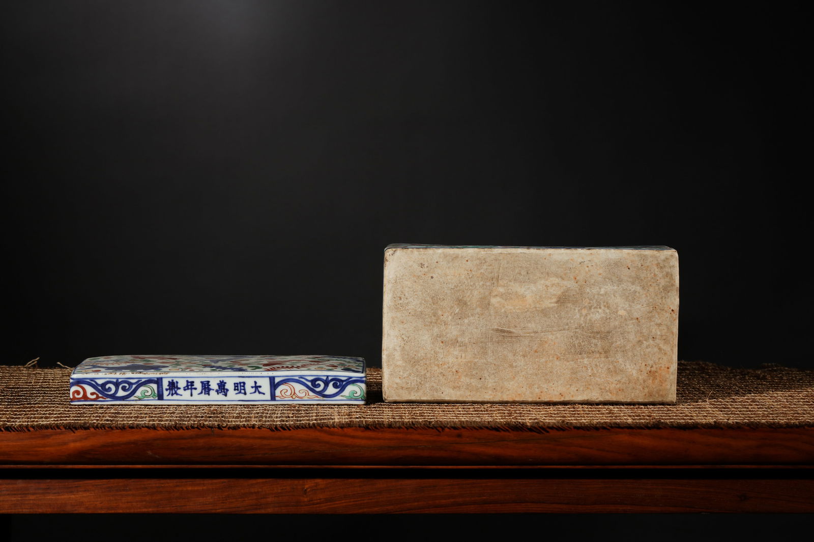 WUCAI GLAZE CARP RECTANGULAR BOX AND COVER - 5