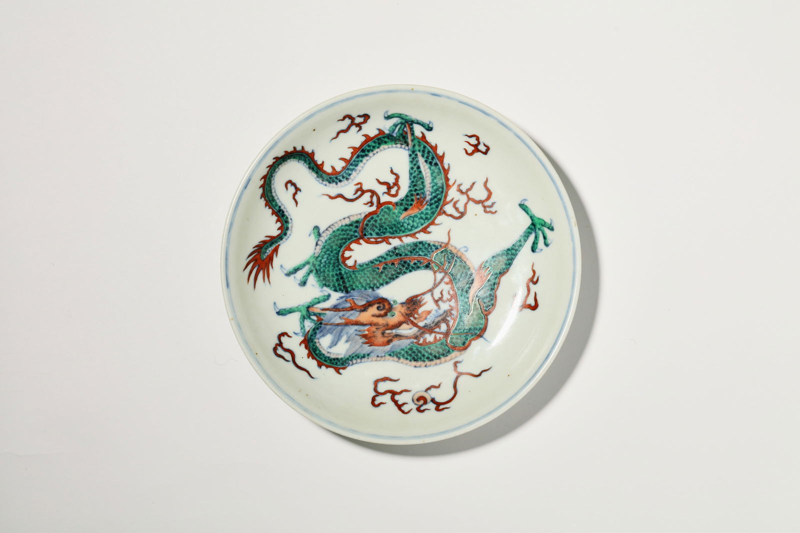 DOUCAI GLAZE DRAGON DISH (1 of 5)