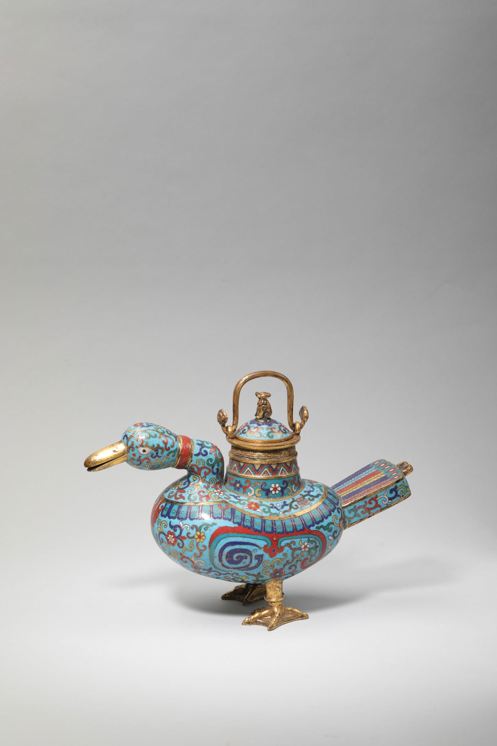 CLOISONNE ENAMEL DUCK-FORM KETTLE (1 of 10)