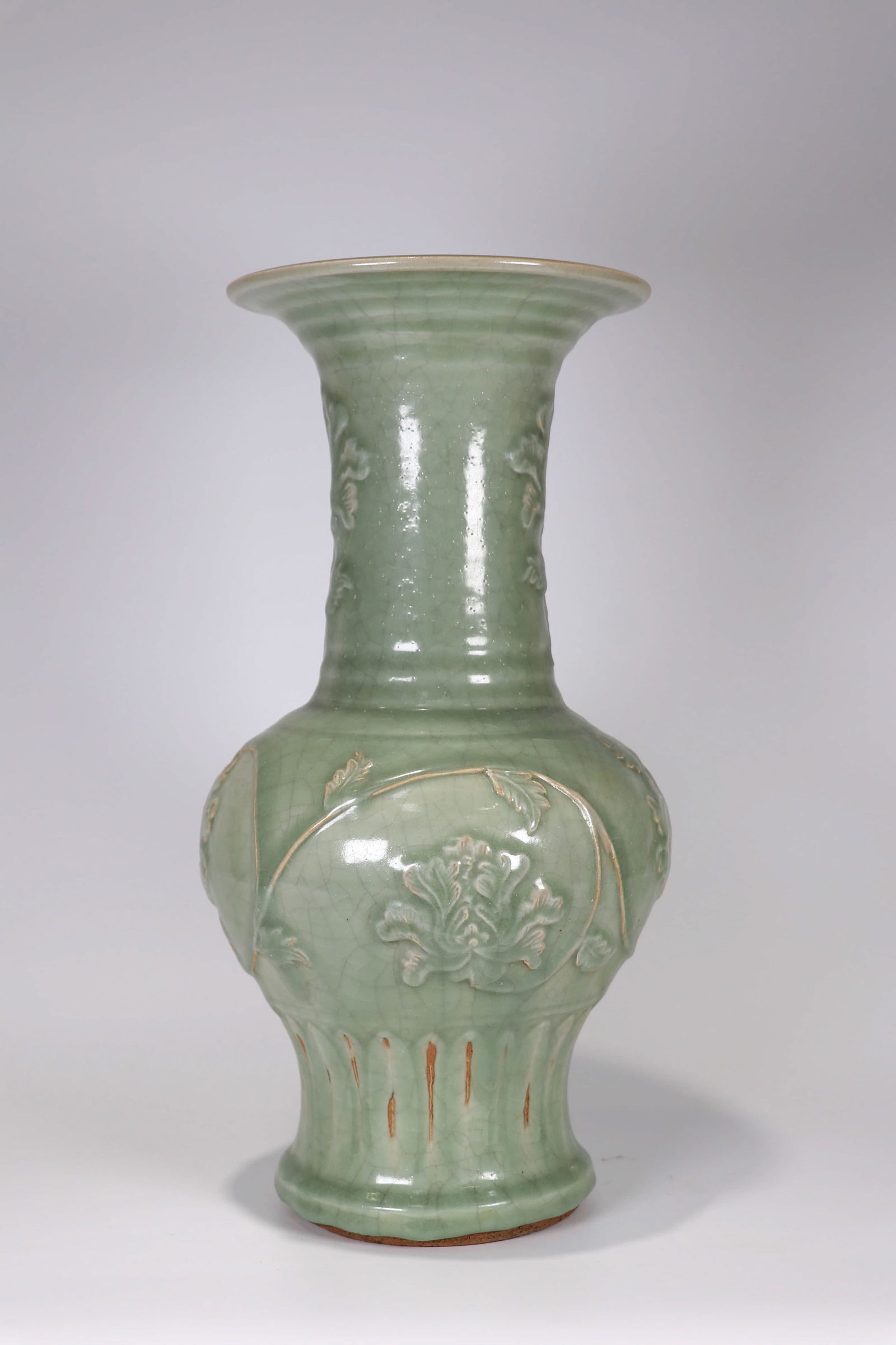 CELADON GLAZE FLOWER BALUSTER VASE (1 of 5)