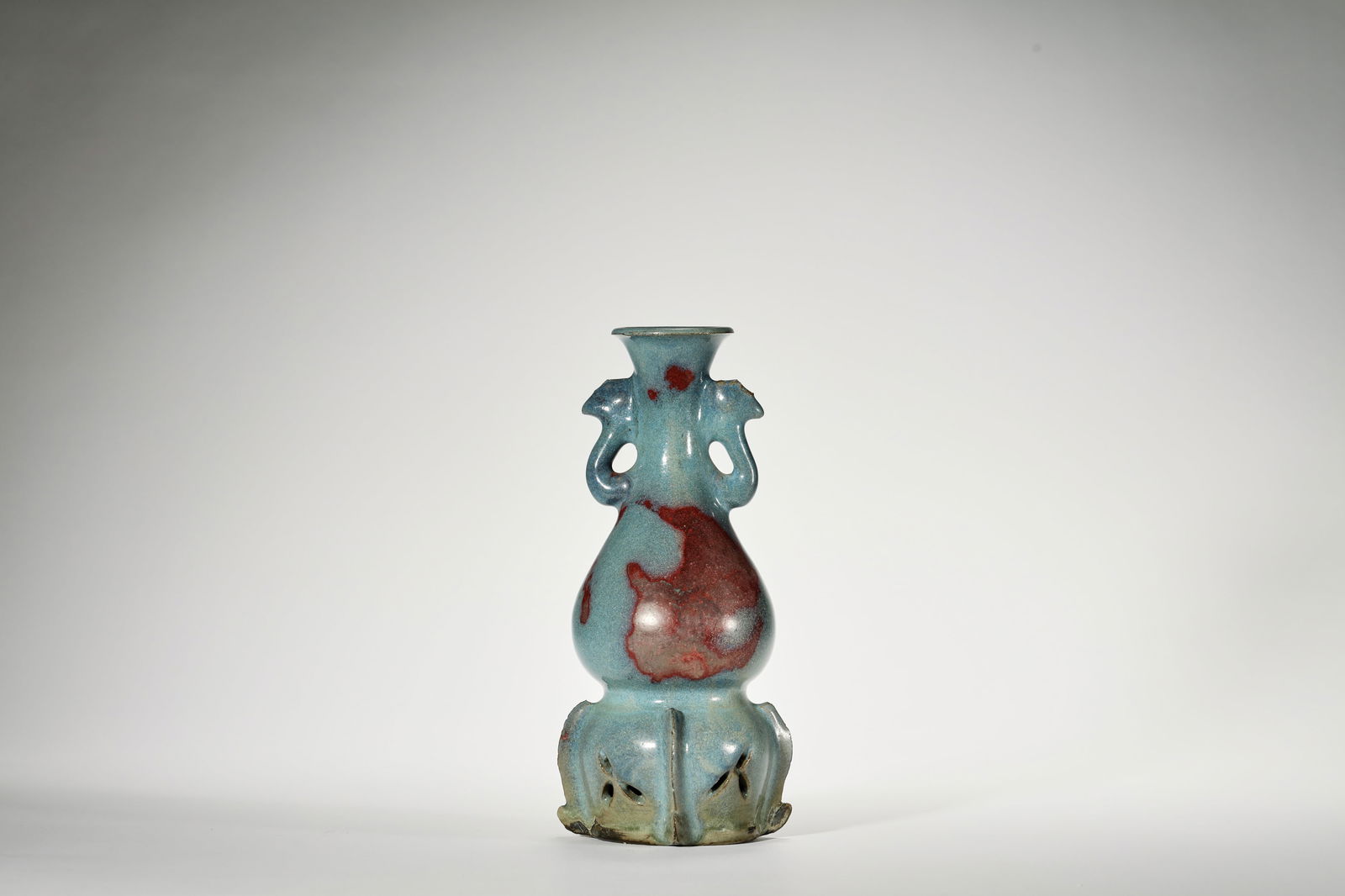 JUNYAO PHOENIX DOUBLE-EARED VASE: Junyao Phoenix double-eared vase.Dimensions: Height: 22.6 cm, Width: 10.2 cm.