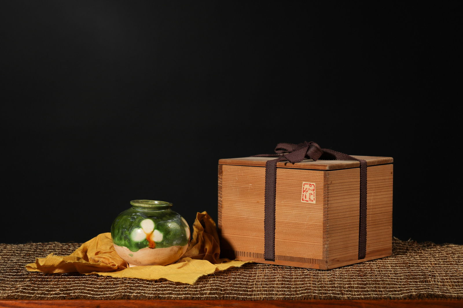 SANCAI GLAZE WATER COUPE: Sancai glaze water coupe. Dimensions: Height: 7.2 cm, Width: 8.2 cm.