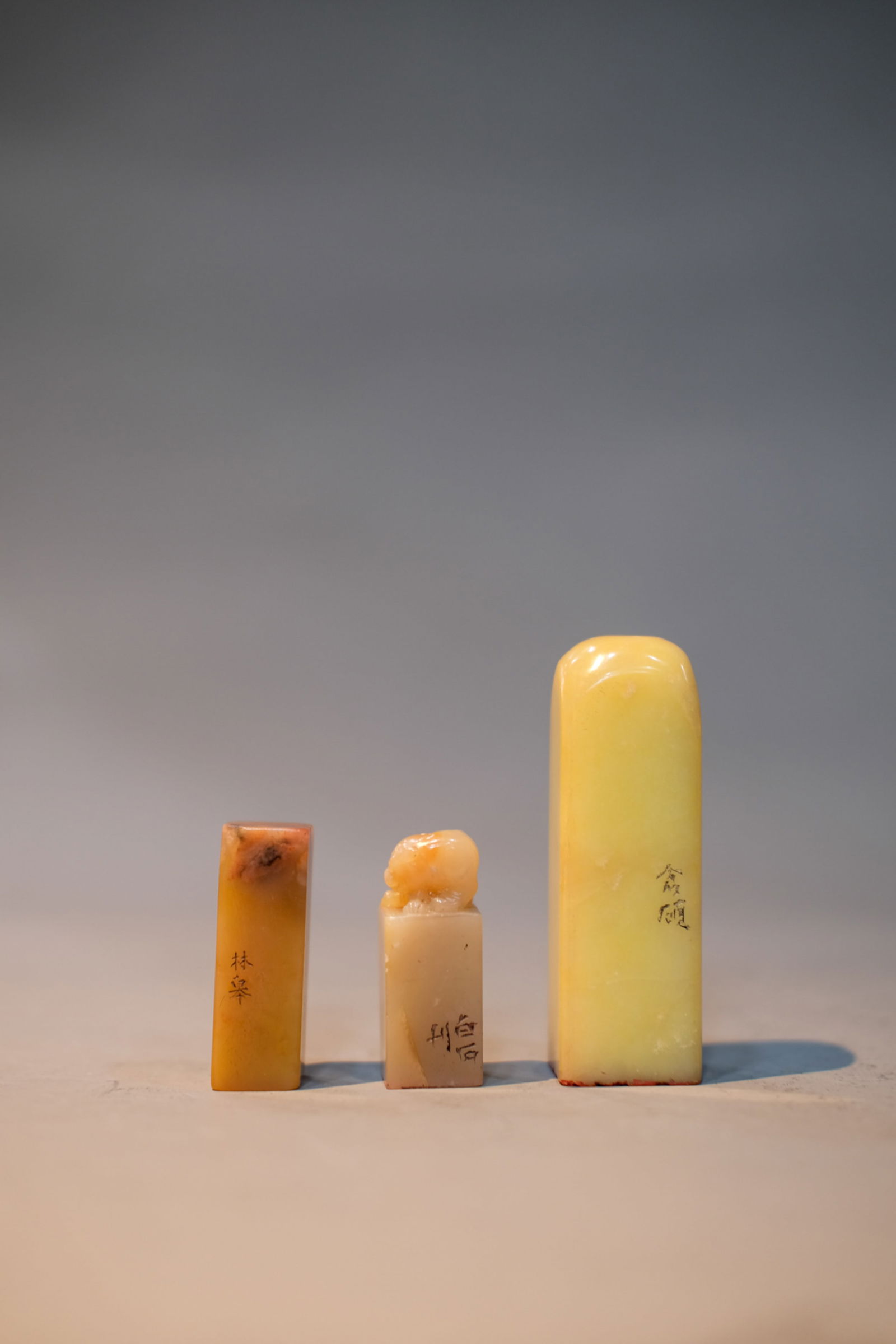 THREE SHOUSHAN STONE SEALS (1 of 9)