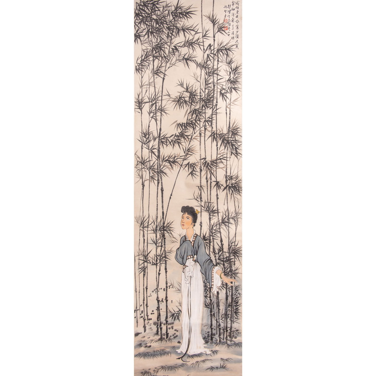 A CHINESE SCROLL PAINTING OF LADY (1 of 3)