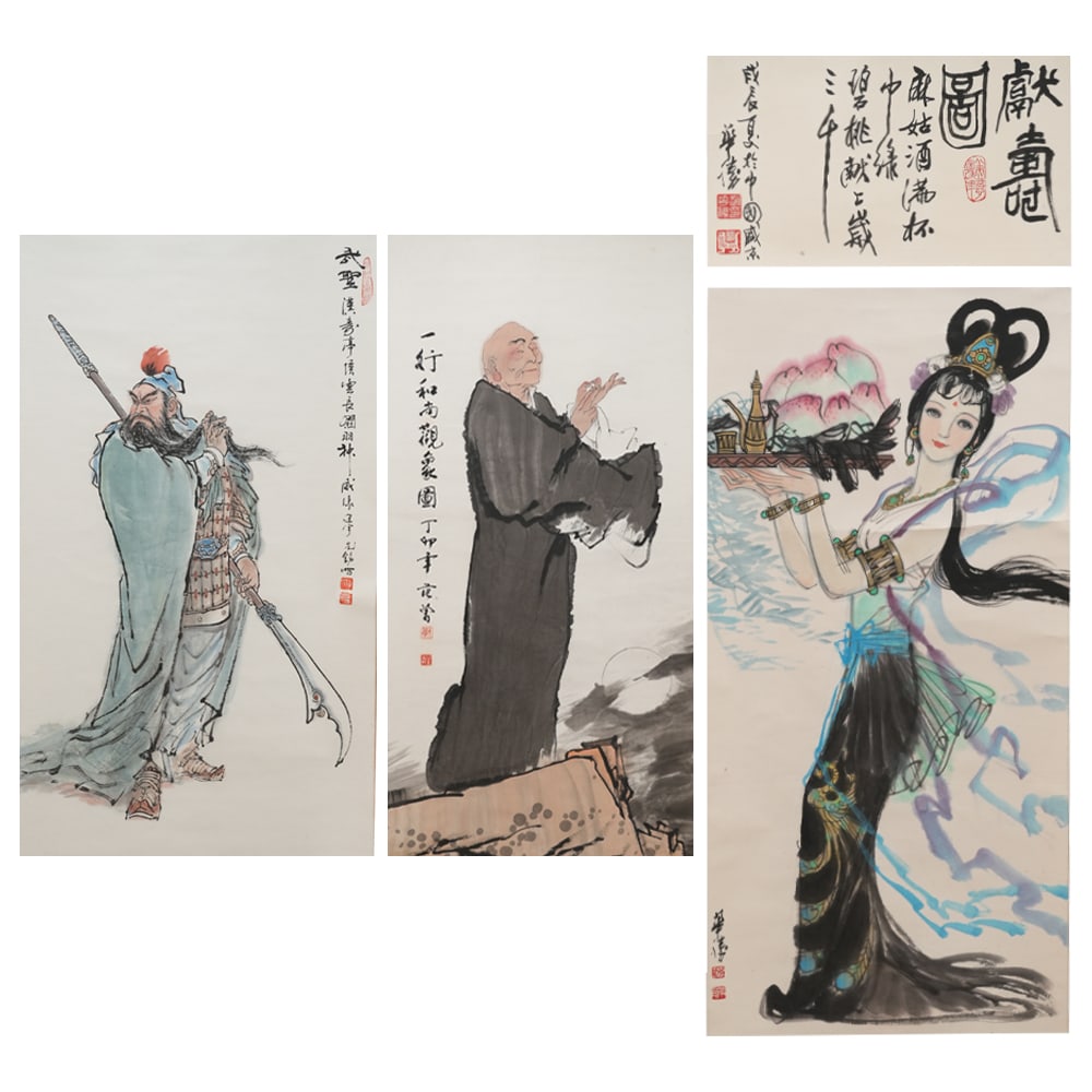 AFTER FAN ZENG, ZHAO HUASHEN, THREE CHINESE PAINTING SCROLLS (1 of 10)