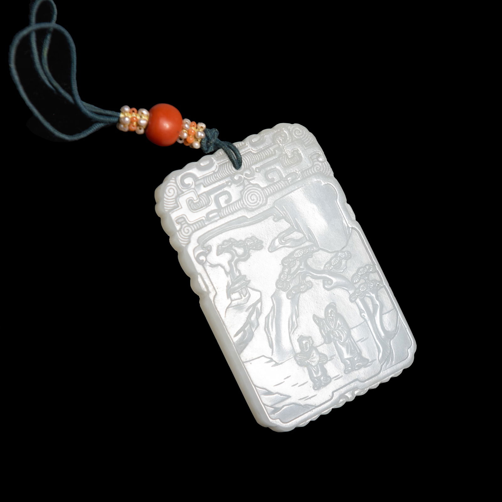 WHITE JADE CARVING PLAQUE, QING DYNASTY: White jade carving plaque, Qing Dynasty. 2.17"h x 1.5"w x 0.24"l (5.5 x 3.8 x 0.6 cm)Provenance: From a private collector in California.