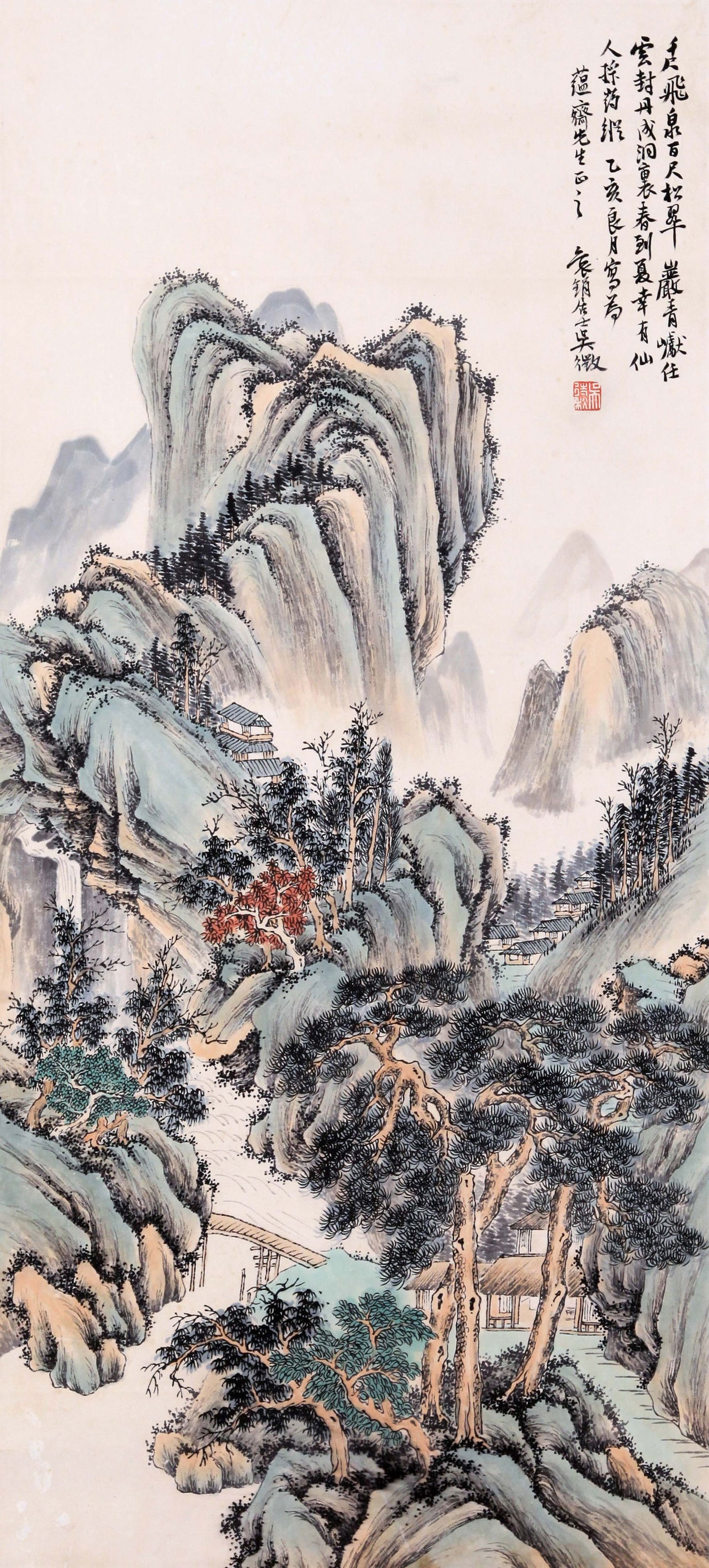 WU ZHENG, ATTRIBUTED TO, LANDSCAPE, HANGING SCROLL (1 of 6)