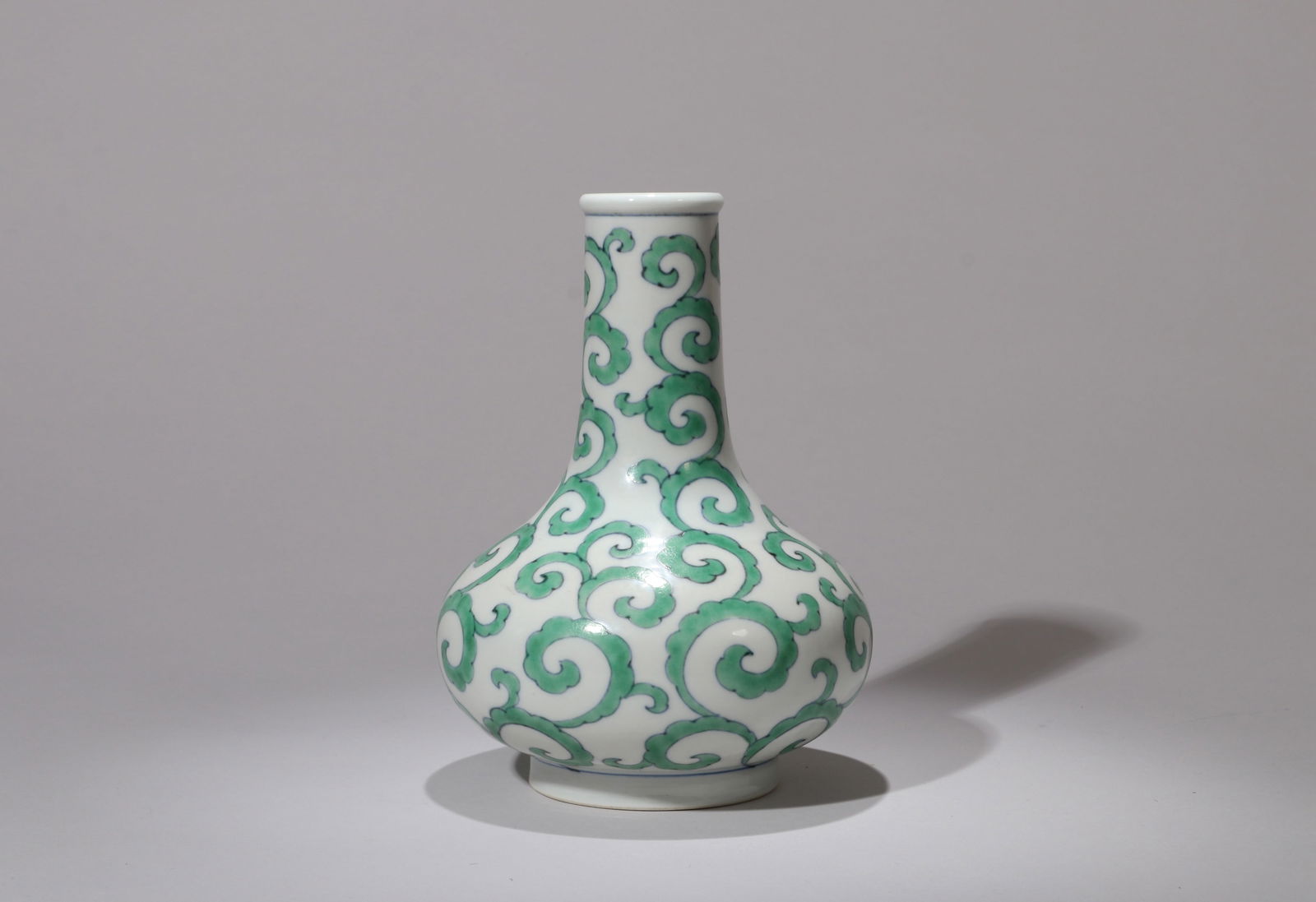 A GREEN-ENAMELLED BOTTLE VASE (1 of 6)