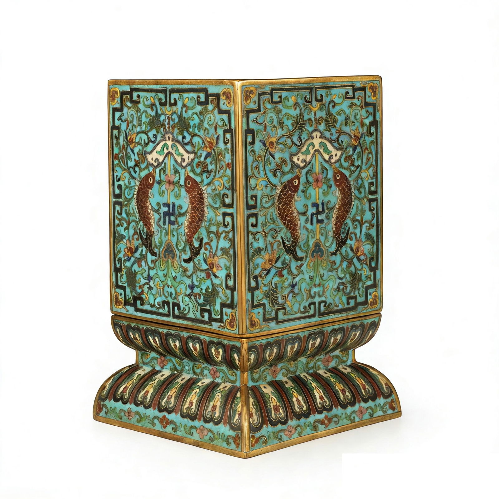 A CLOISONNE ENAMEL BOX AND COVER (1 of 9)