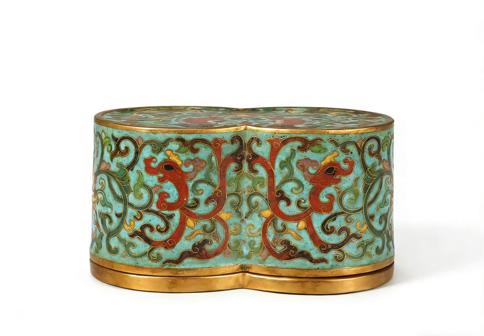 A CLOISONNE ENAMEL ARCHER'S RING BOX (1 of 8)