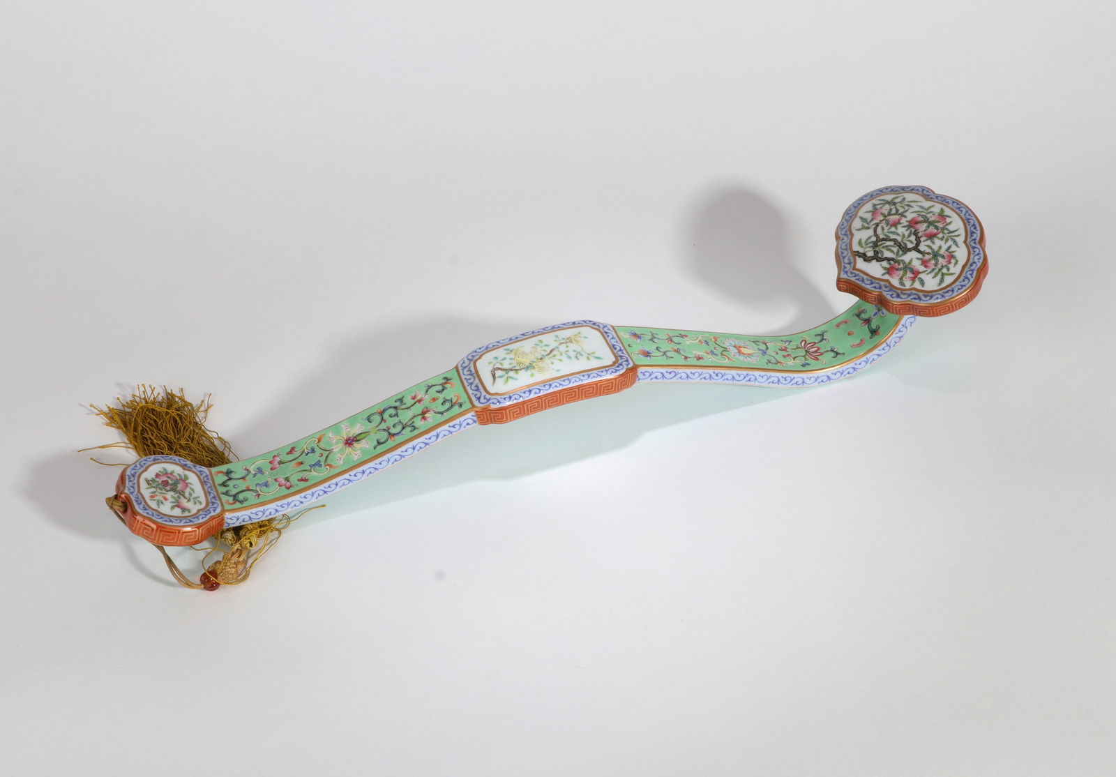 A GREEN-GROUND FAMILLE-ROSE RUYI SCEPTER (1 of 8)