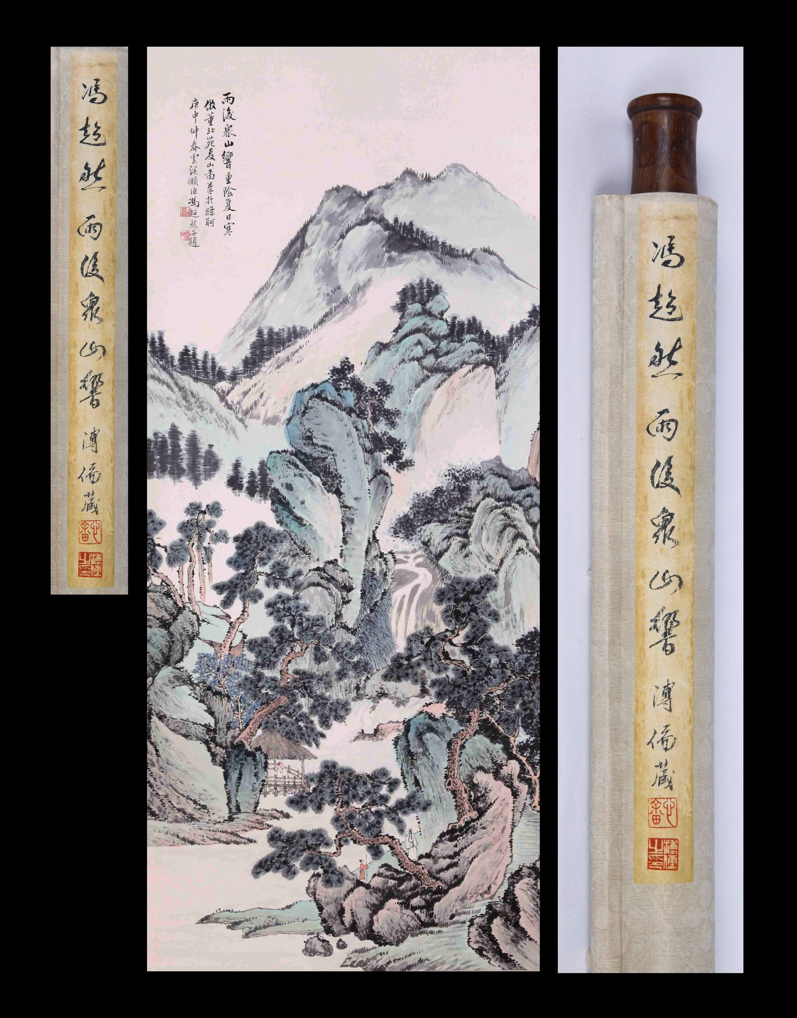 FENG CHAORAN, ATTRIBUTED TO, LANDSCAPE, HANGING SCROLL: Attributed to Feng Chaoran. Landscape after Rain. Ink on paper, hanging scroll.136 x 59 cm.Condition: Creases, stains and yellow spots on the mounting and the painting.Note: By repute, from the