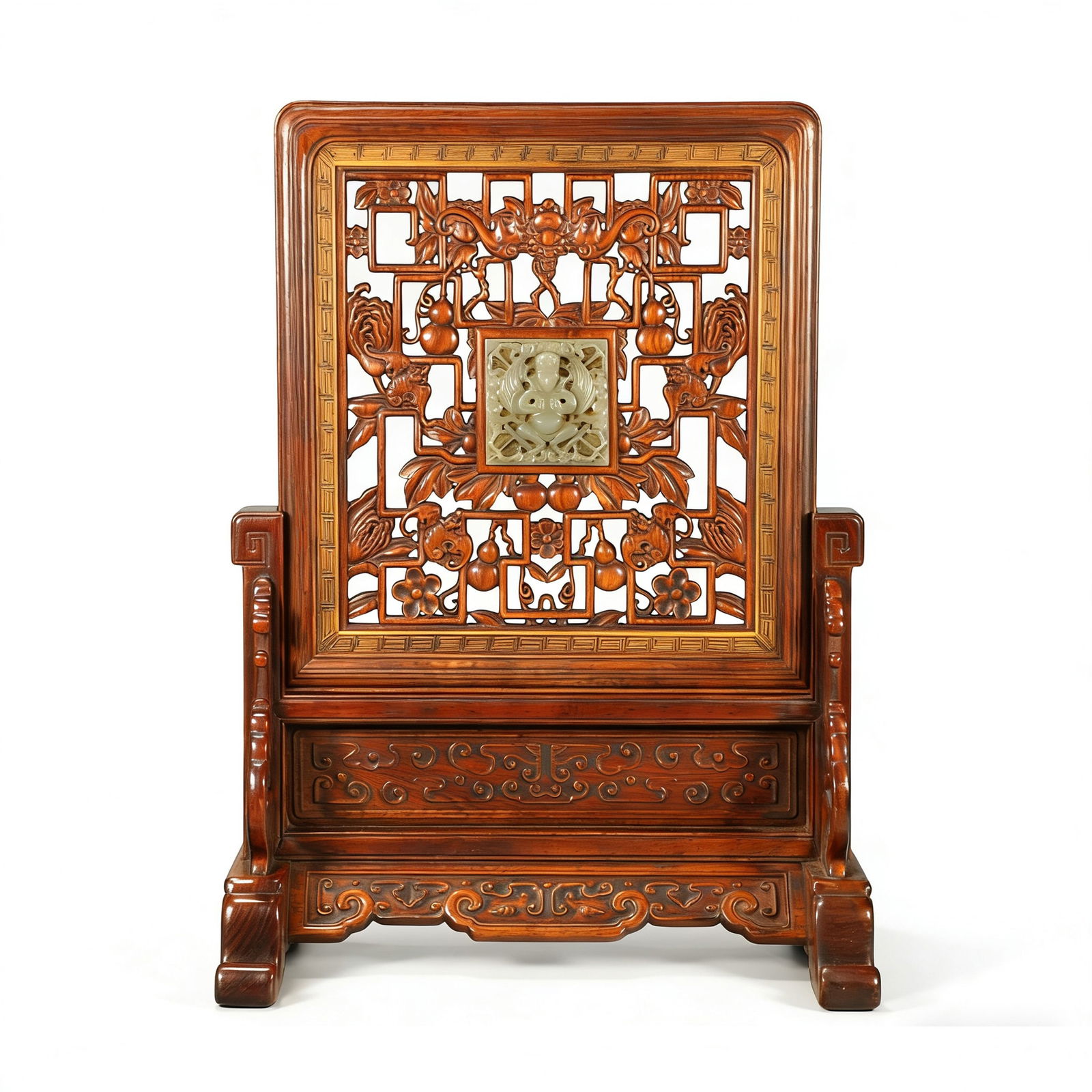 A ROSEWOOD INLAID TABLE SCREEN (1 of 7)