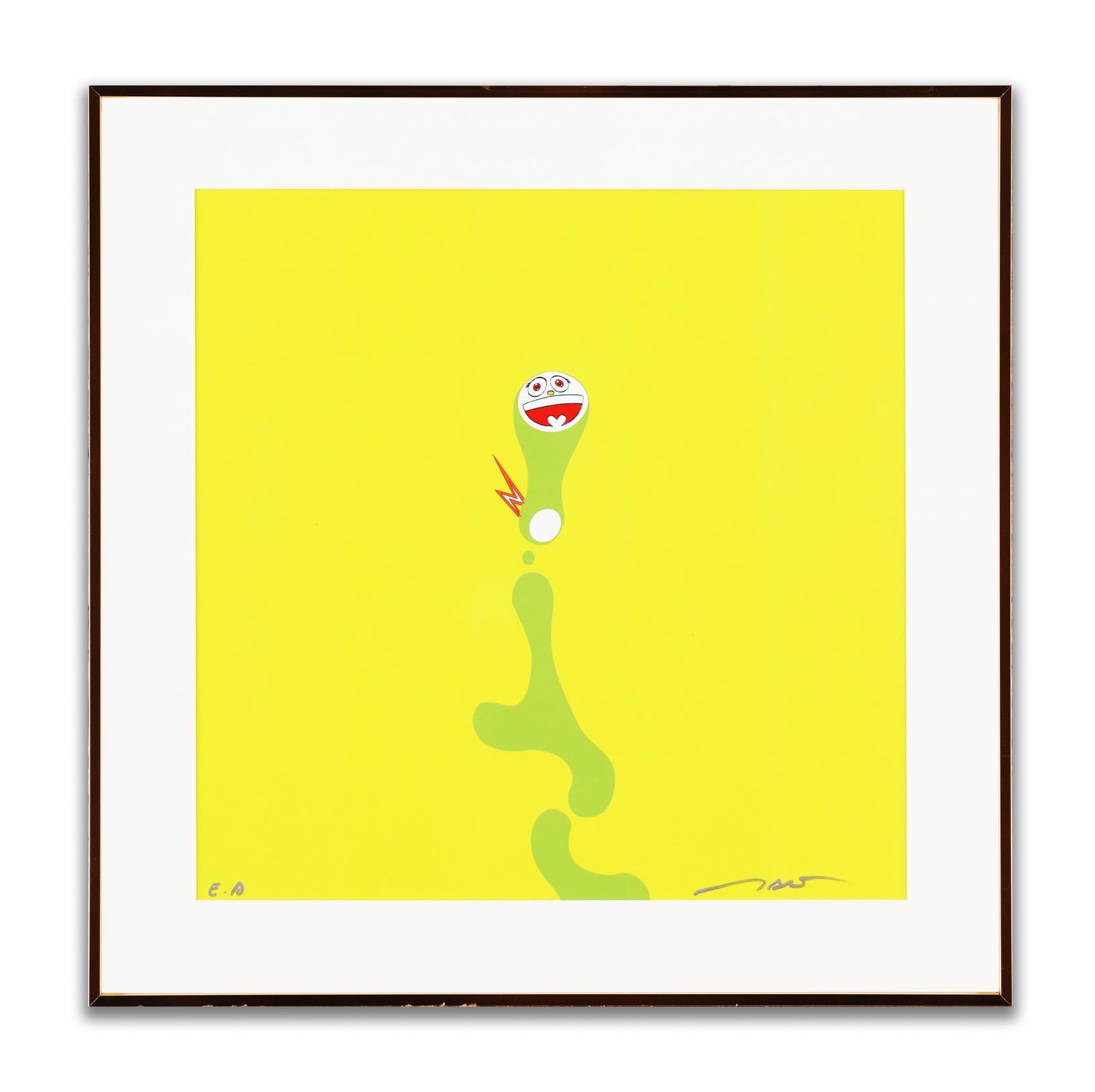 TAKASHI MURAKAMI (B. 1962), ATTRIBUTED TO, OFFSET LITHOGRAPH: An offset lithograph showcasing the artist's vibrant superflat aesthetic. Dimensions: Image size (unframed): 13 3/4 x 13 3/4 in (35 x 35 cm). All measurements are approximate. Note: Takashi Murakami d