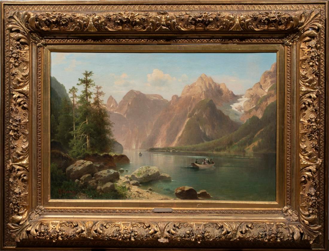 PAINTING, FRENCH SCHOOL (19TH CENTURY): French School (19th century), Alpine Landscape, oil on canvas, signed "Ch. Grenier" lower left.Dimensions: Canvas: 21"h x 31"w, overall (with frame): 34"h x 44"w.Note: Estate of Harvey Clar (Orinda,