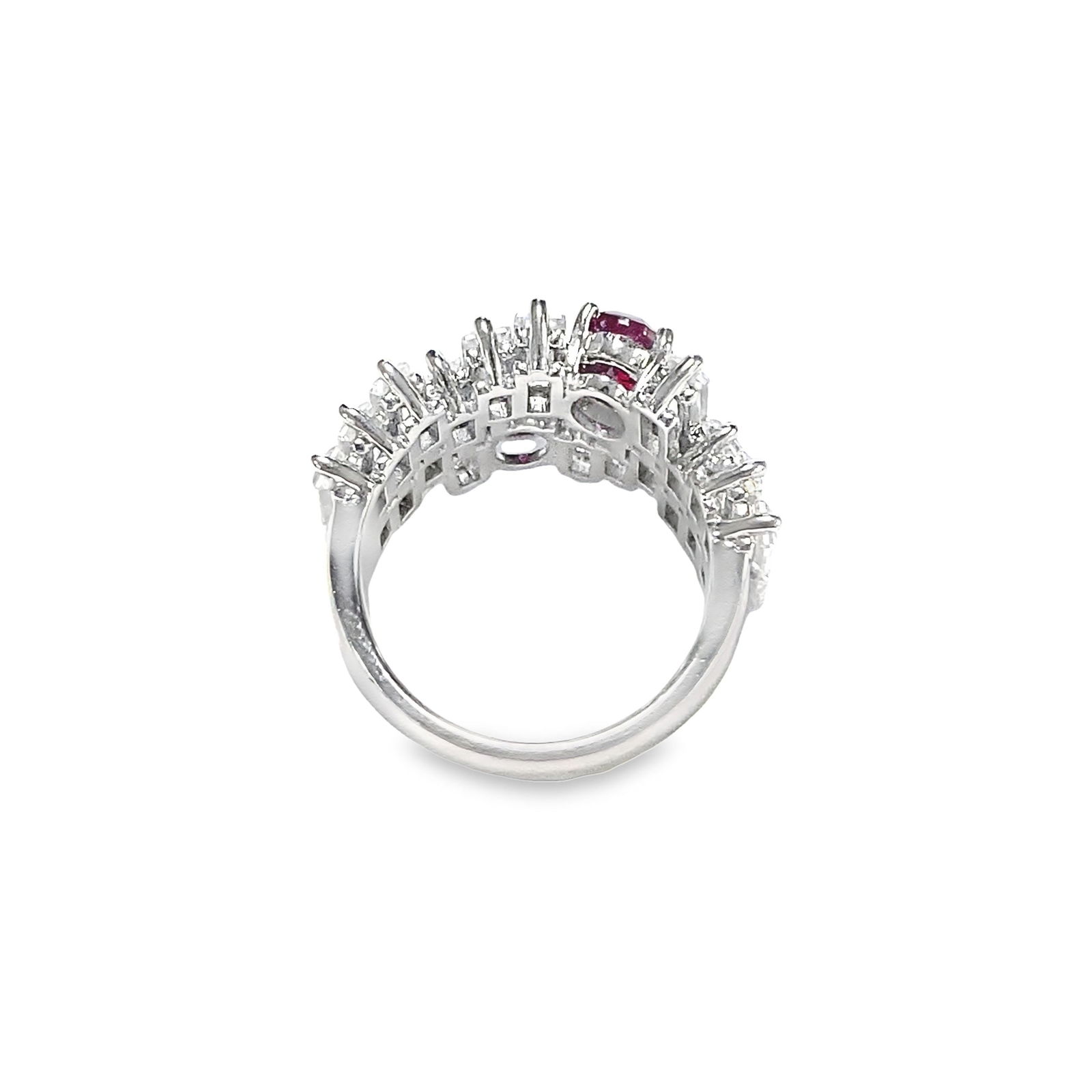 LAB-GROWN RUBY, DIAMOND AND STERLING SILVER RING - 2