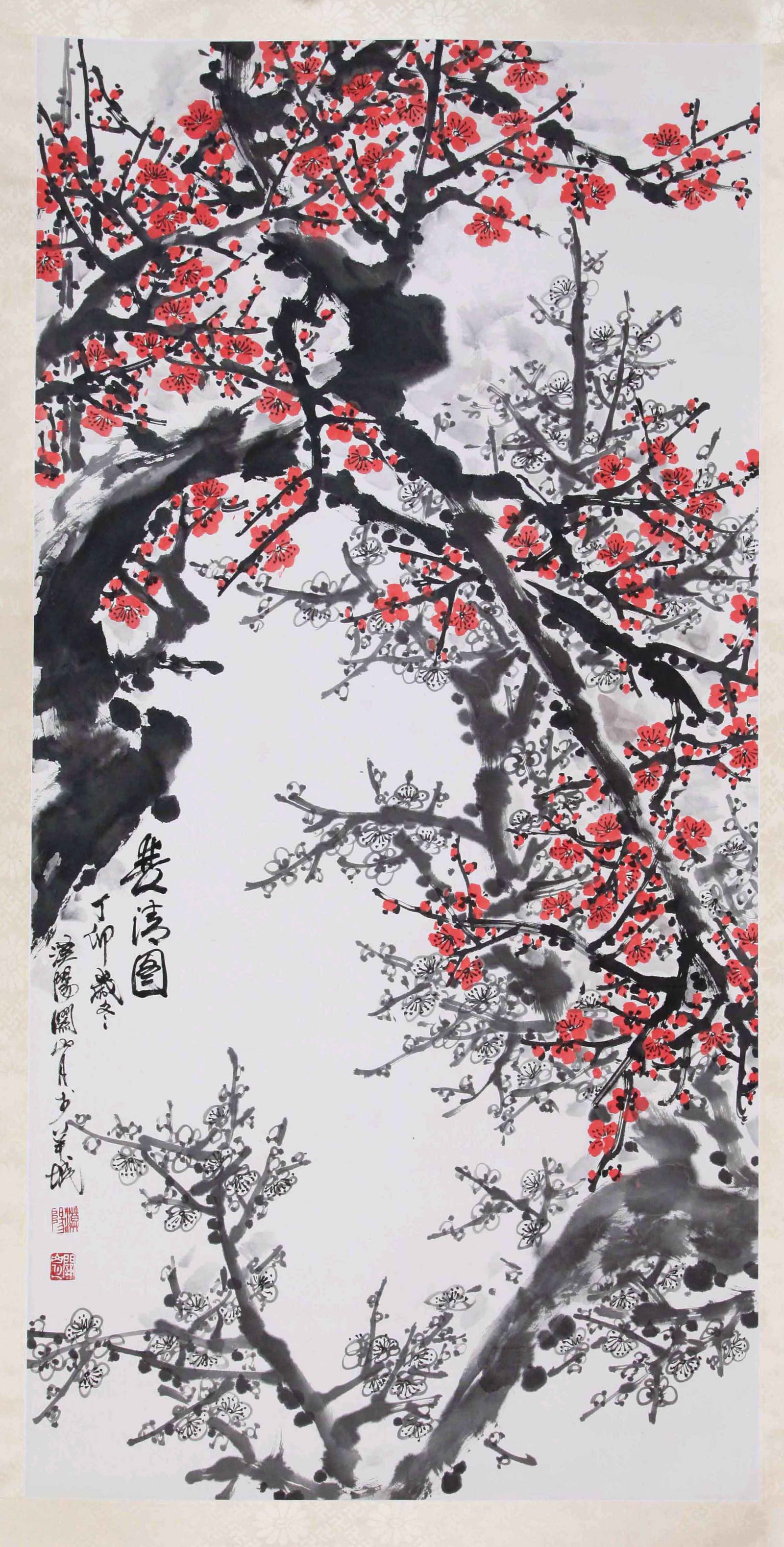 GUAN SHANYUE, ATTRIBUTED TO, FLOWERS, HANGING SCROLL (1 of 4)